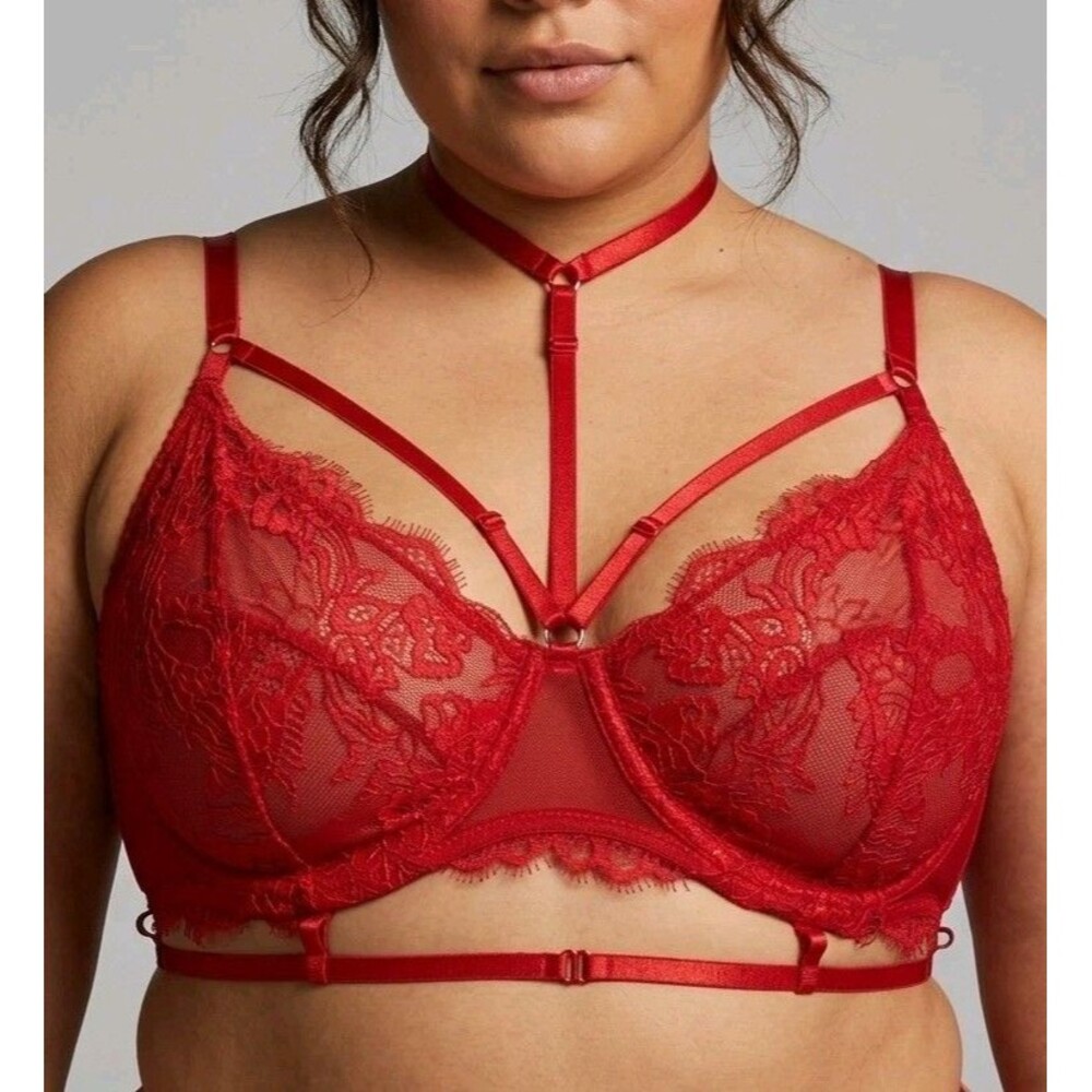 KILLSTAR Harlow's Seduction Red Lace Bra NWT 4XL Plus Size Gothic Choker Strappy